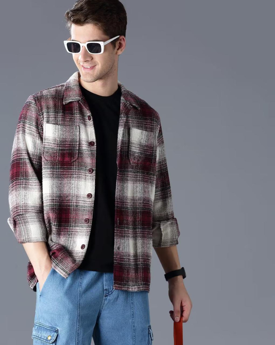 British Club Men Checked Oversized Fit Shacket 712 – Best Price in India