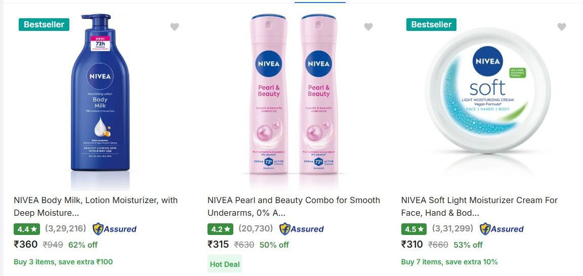 On Top Beauty Productsnivea Ponds Vaseline Lakme Park Avenue Clean Clear Ev