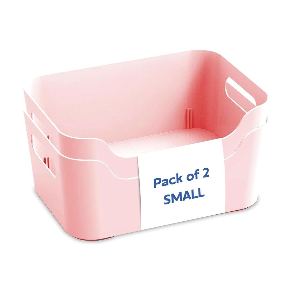 Kolorr Jolly Plastic Small Basket With Handle For Storage Box - Pack Of 2 -