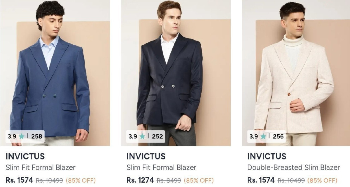 Myntra 85 On Invictus Blazers – Best Price in India