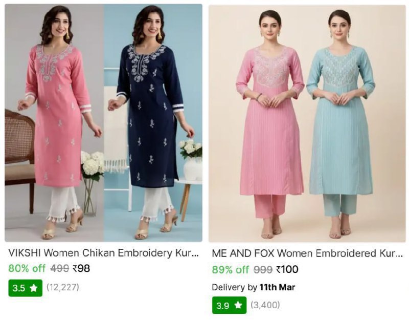 Women Chikan Embroidery Kurta98 100 98 – Best Price in India