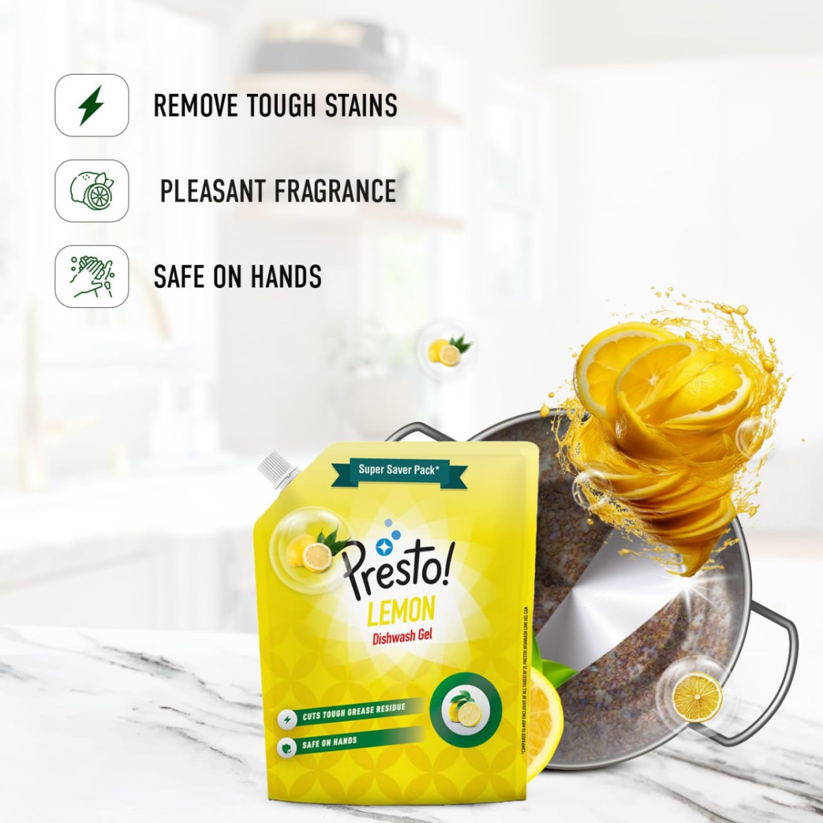 Presto Dishwash Gel Refill Pouch Lemon 2 Litre 199 – Best Price in India