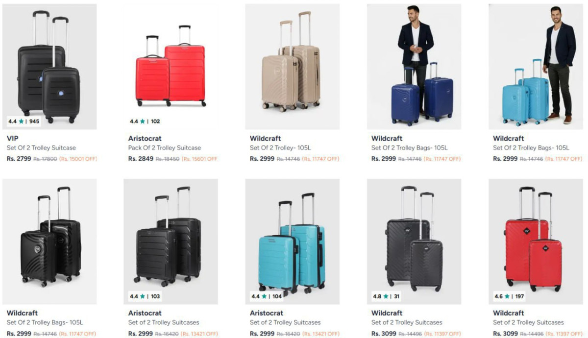 Myntra 85 On Top Branded Luggage Small Medium Large Set Of 2 3 – Best Price