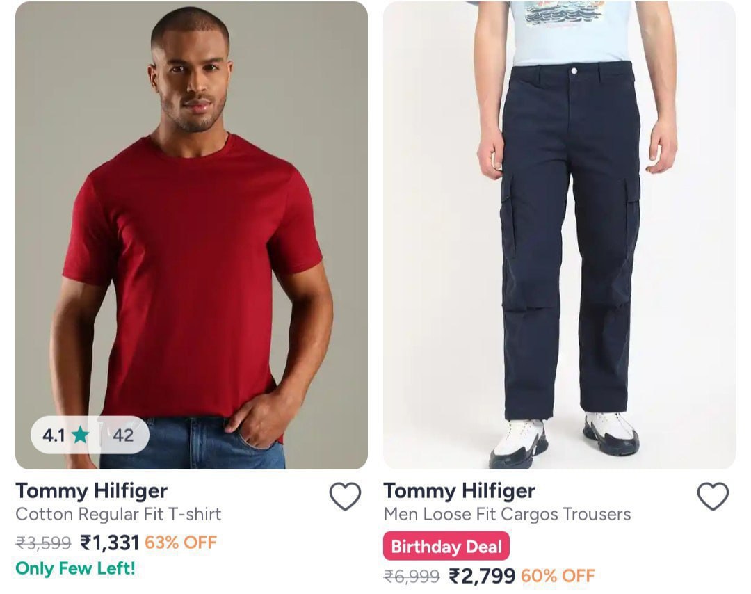 Myntra 50-63 On Tommy Hilfiger Clothing (premium Brand) Men Women Boys Girl