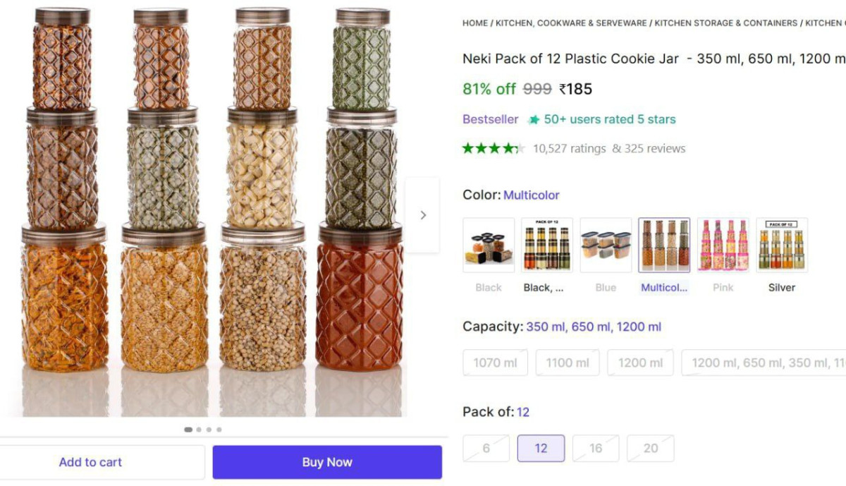 Pack Of 12 Plastic Cookie Jar 185 – Best Price in India