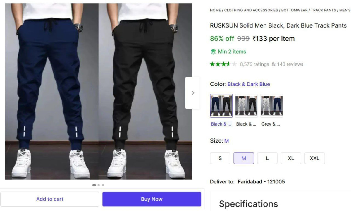 Men Solid Track Pants 133 Min 2 Buy – Best Price in India