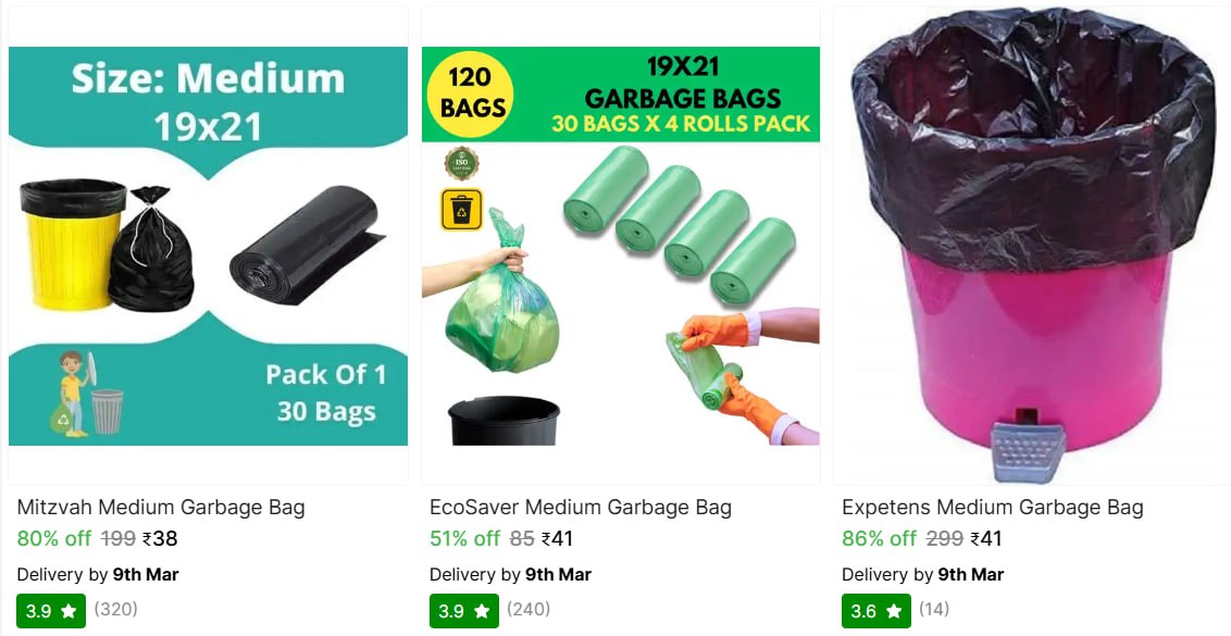 Garbage Bags Starts From 38 – Best Price in India
