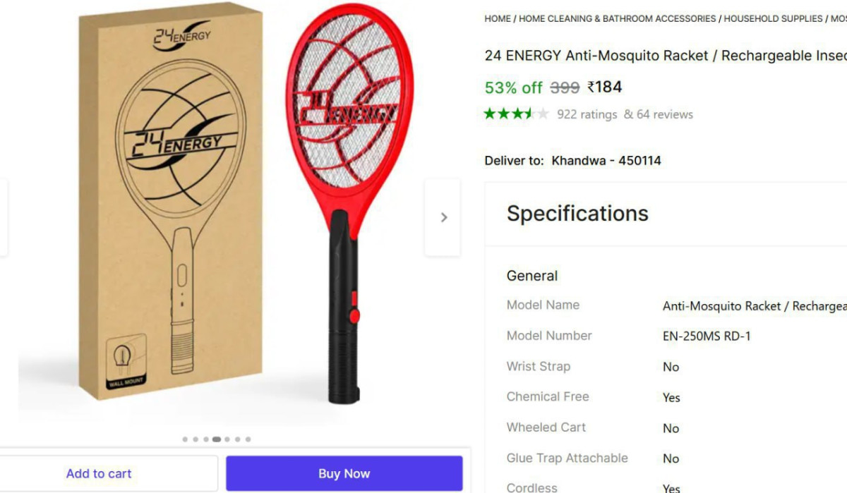 Rechargeable Insect Killer Bat 184 – Best Price in India