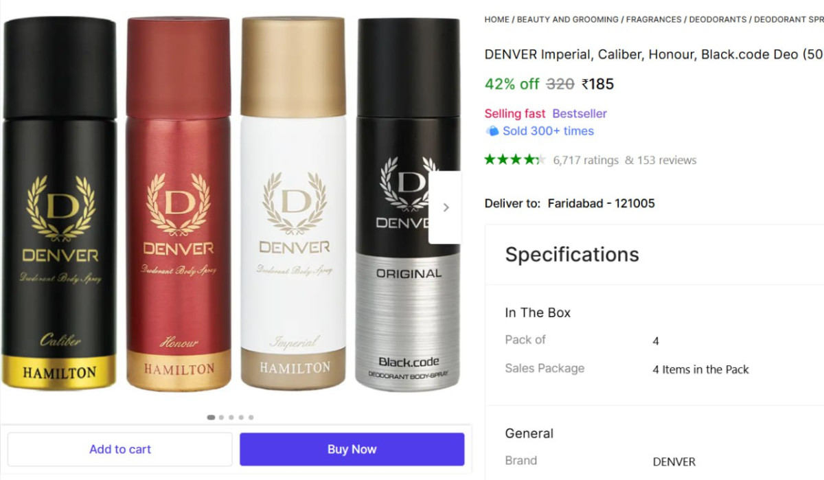 Denver Deo (pack Of 4) At 185 – Best Price in India