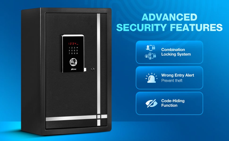 Ozone 55l Digital Biometric Safe Locker For Home Office 14 340bank 1000 Cas