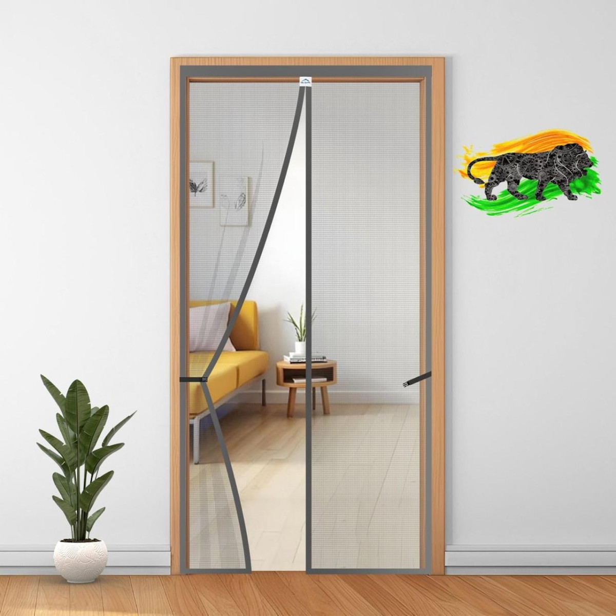 Lifekrafts Polyester Magnetic Mosquito Net For Door (210x100 Cms Grey) 819 