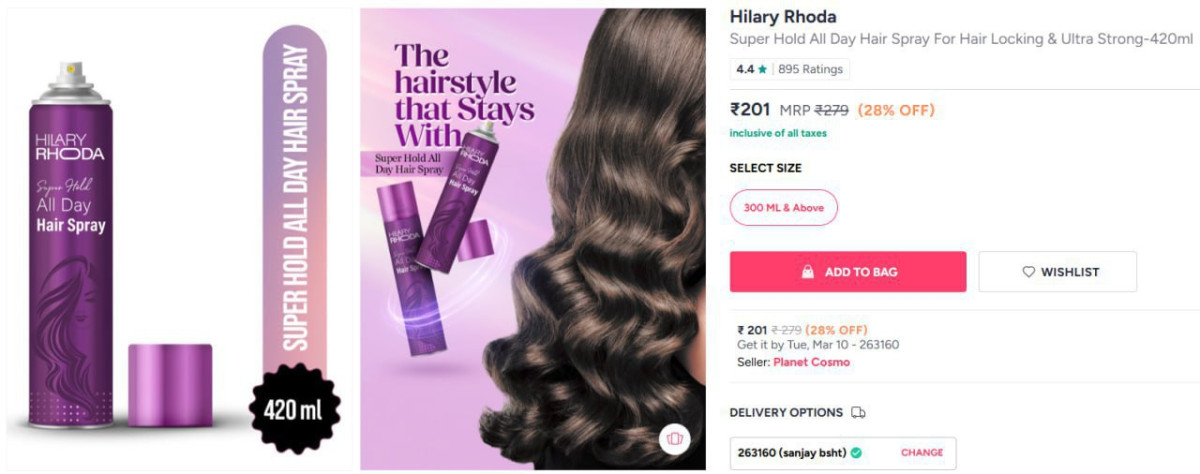 Hilary Rhoda Super Hold Hair Spray 420ml 201 – Best Price in India