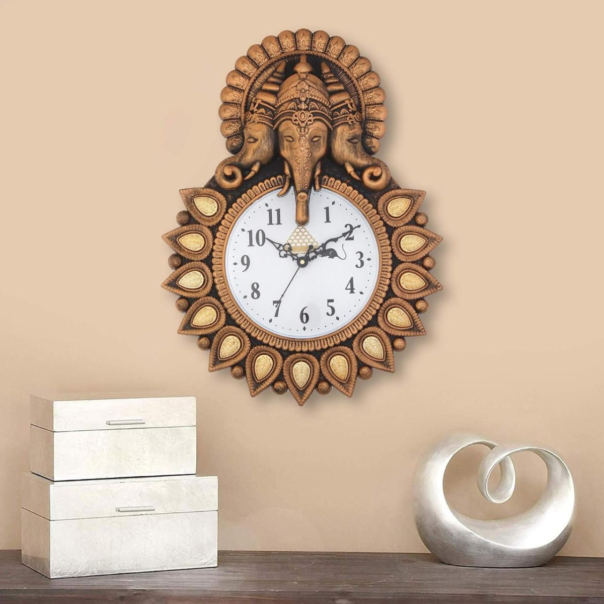 Webelkart Premium Plastic Designer Stones Ganesha Wall Clock 329 – Best Pri