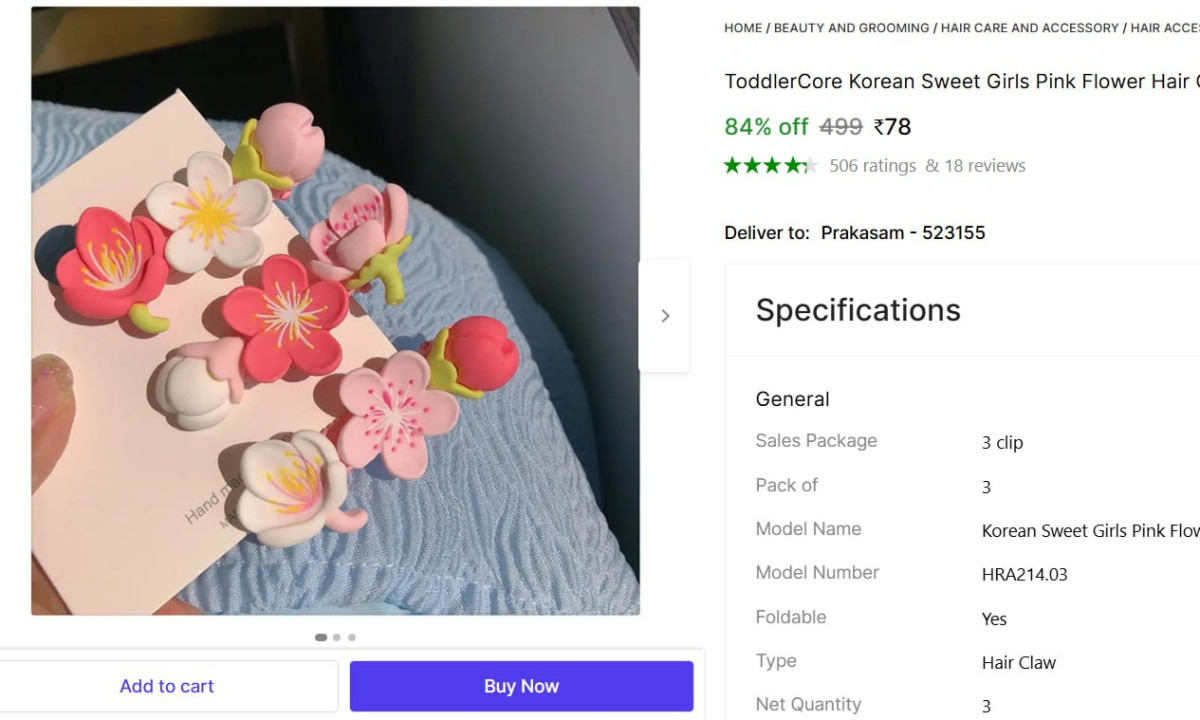 Pack Of 3 Flower Hair Clip 78 – Best Price in India