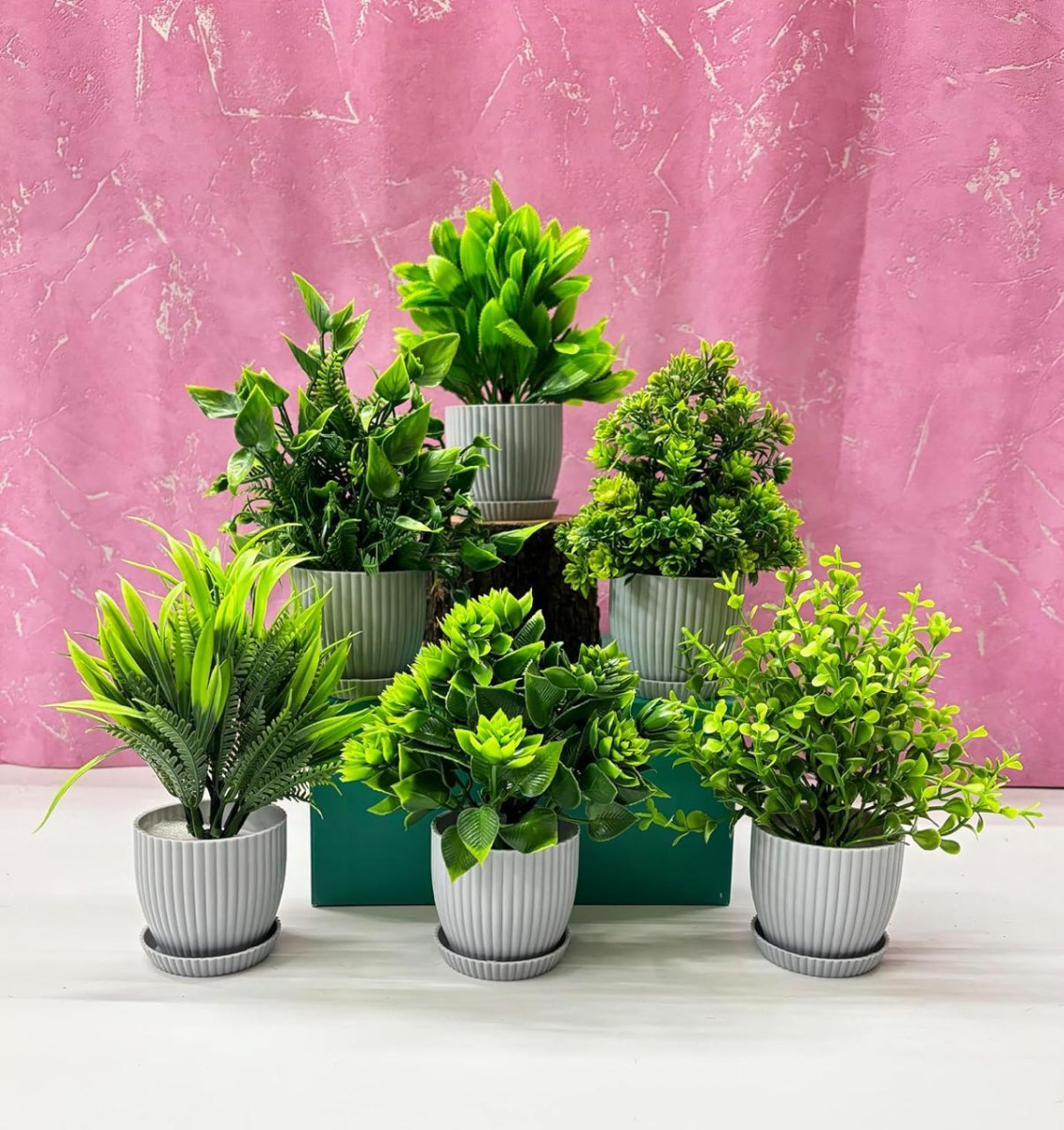 Dekorly Plastic 6 Packs Fake Plants Small Mini Artificial Plants Indoor 265