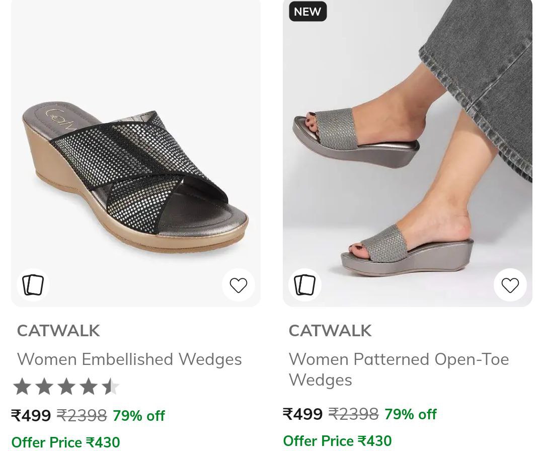 Ajio Loot 79 On Catwalk Women Footwears – Best Price in India