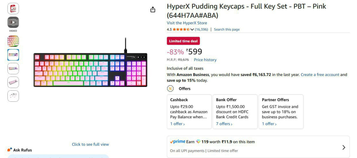 Hyperx Pudding Keycaps - Full Key Set 599 – Best Price in India