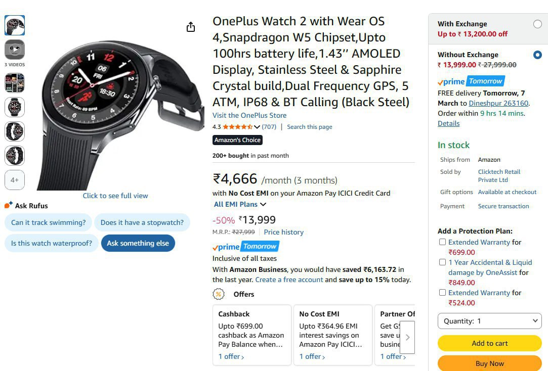 Oneplus Watch 2 1399971 Samsung Galaxy Watch 6 13999 – Best Price in India