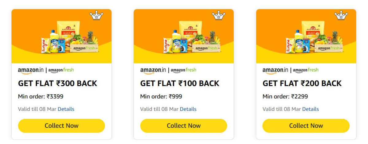 Amazon Fresh Cashback Offers 200 Cashback On 3499 Order100 Cashback On 1699