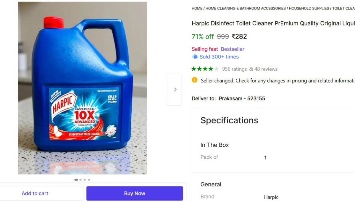 Harpic Liquid Toilet Cleaner (5 L) 282 – Best Price in India