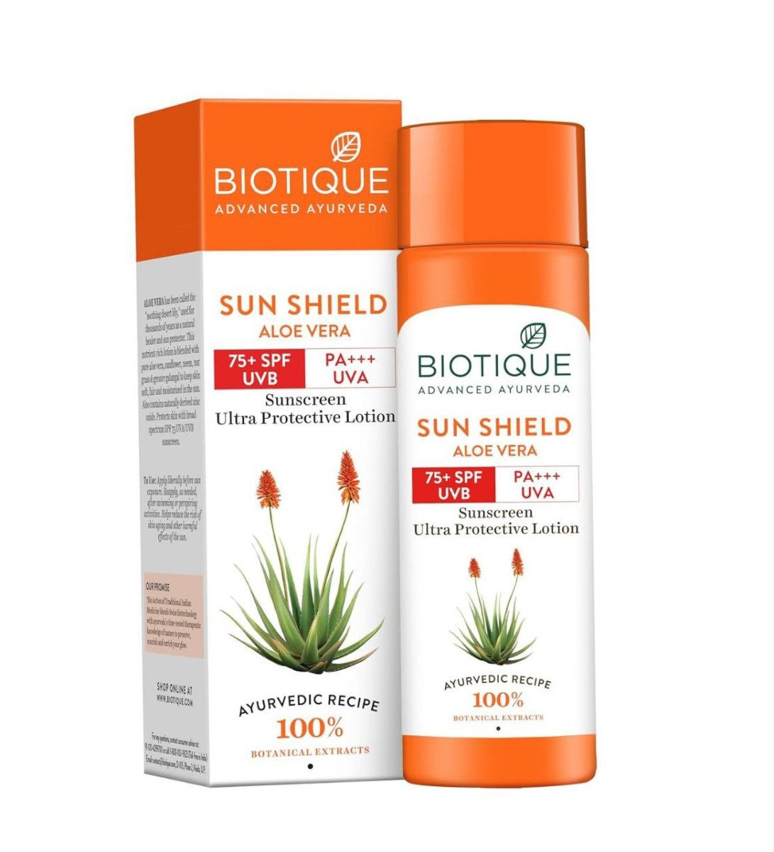 Biotique Aloe Vera 75 Spf Uva Uvb Sunscreen Ultra Soothing Body Lotion For 