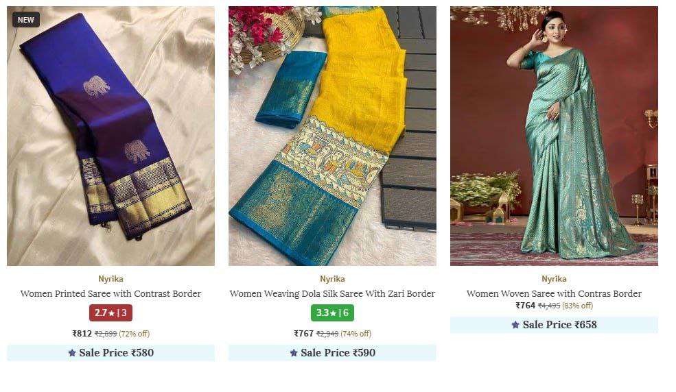 Limited Deals Nyrika Sarees Blouses Under Rs 899 - Shop Before Sold Out – B