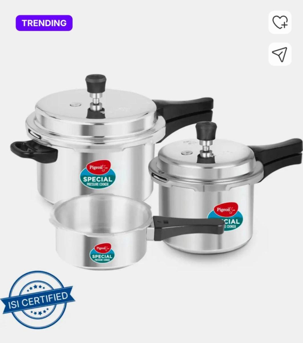 Grab Pigeon Pressure Cooker Set Of 3 1516 – Best Price in India