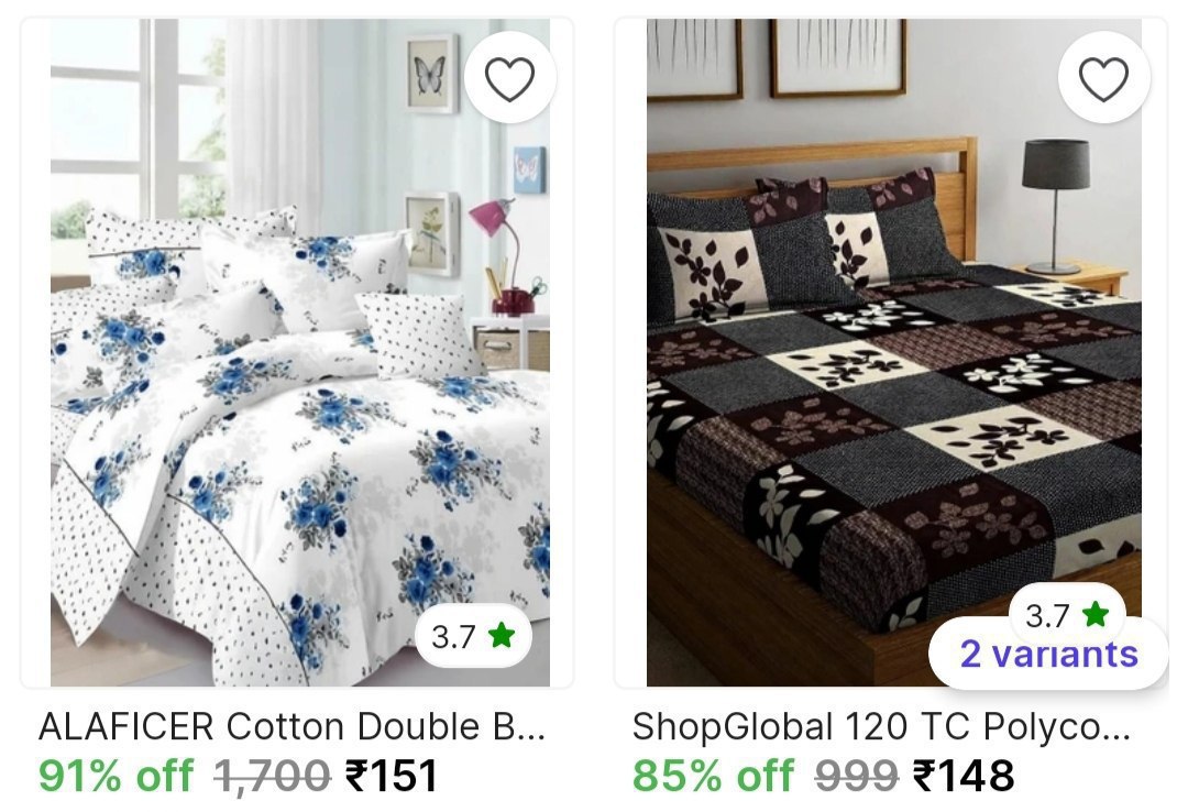 Printed Double Bedsheet 148 156 More – Best Price in India