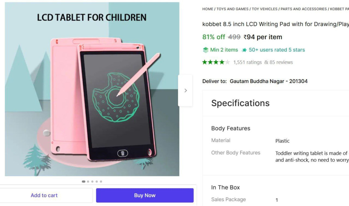 Shopsy Lcd Writing Pad - 94check Min Buy Qnty – Best Price in India