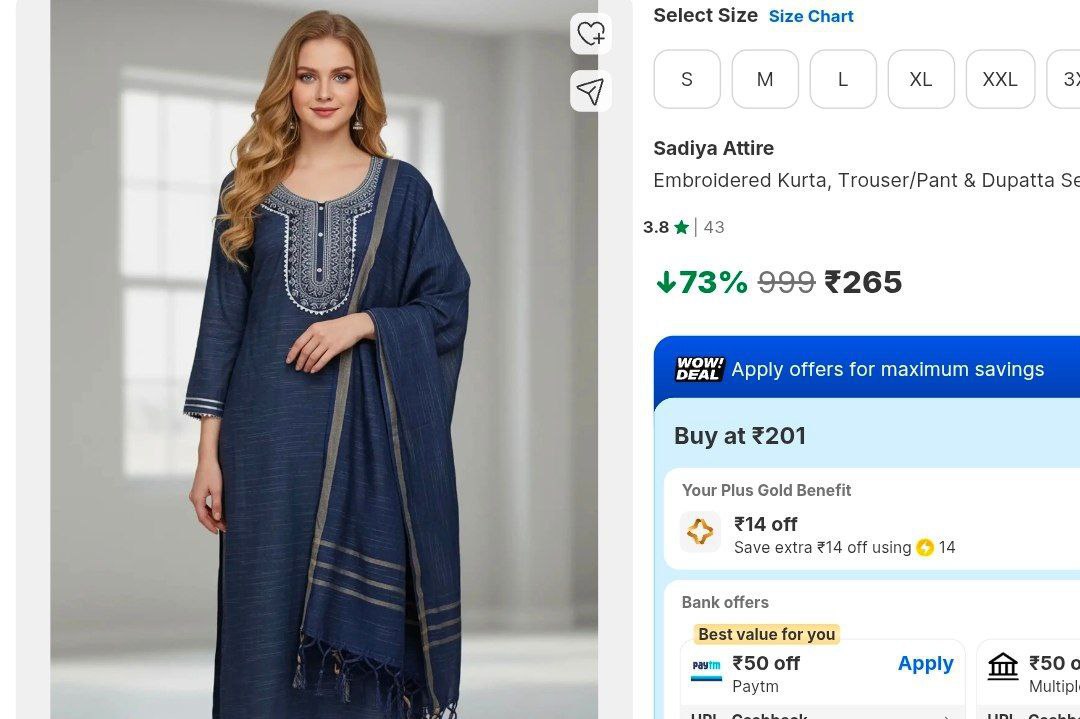 Women Embroidered Kurta Pant Dupatta Set 265full Set – Best Price in India