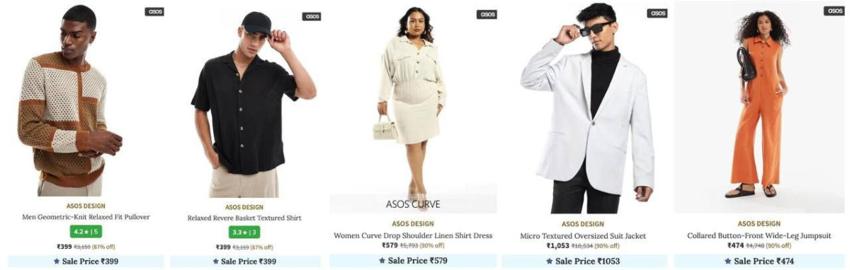 Ajio Loot 92 On Asos Design Clothing Women Men International Brand (united 