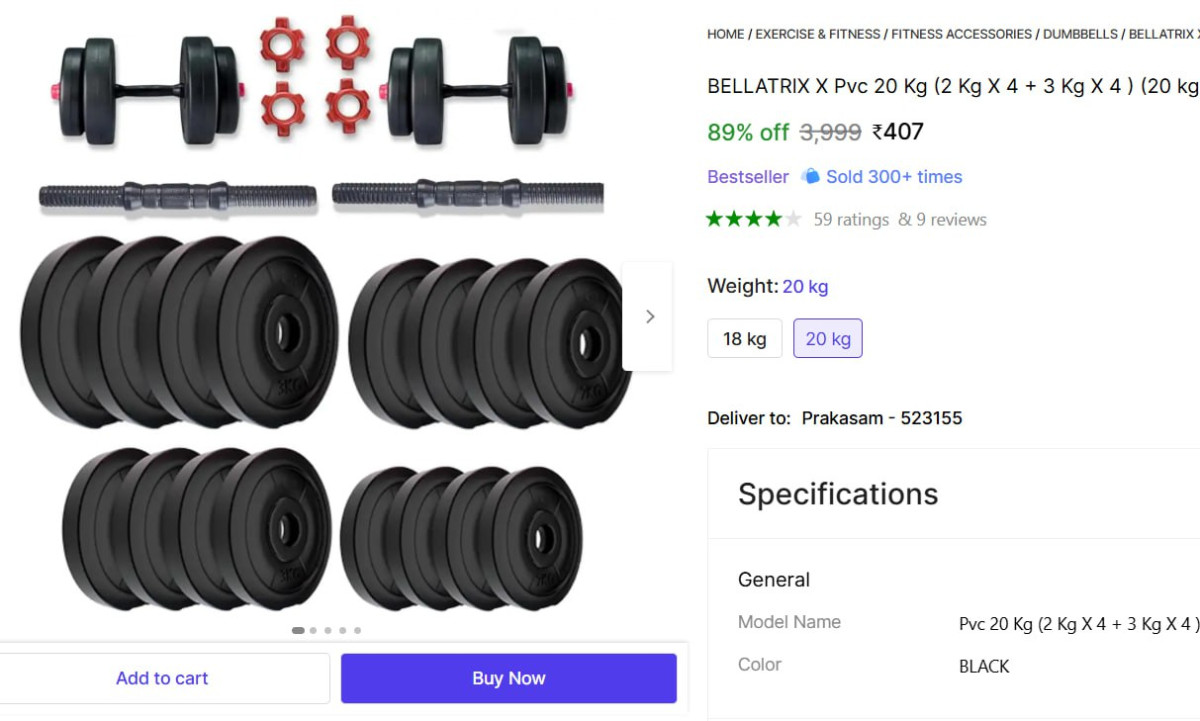 Adjustable Dumbbell (20 Kg) 407 – Best Price in India