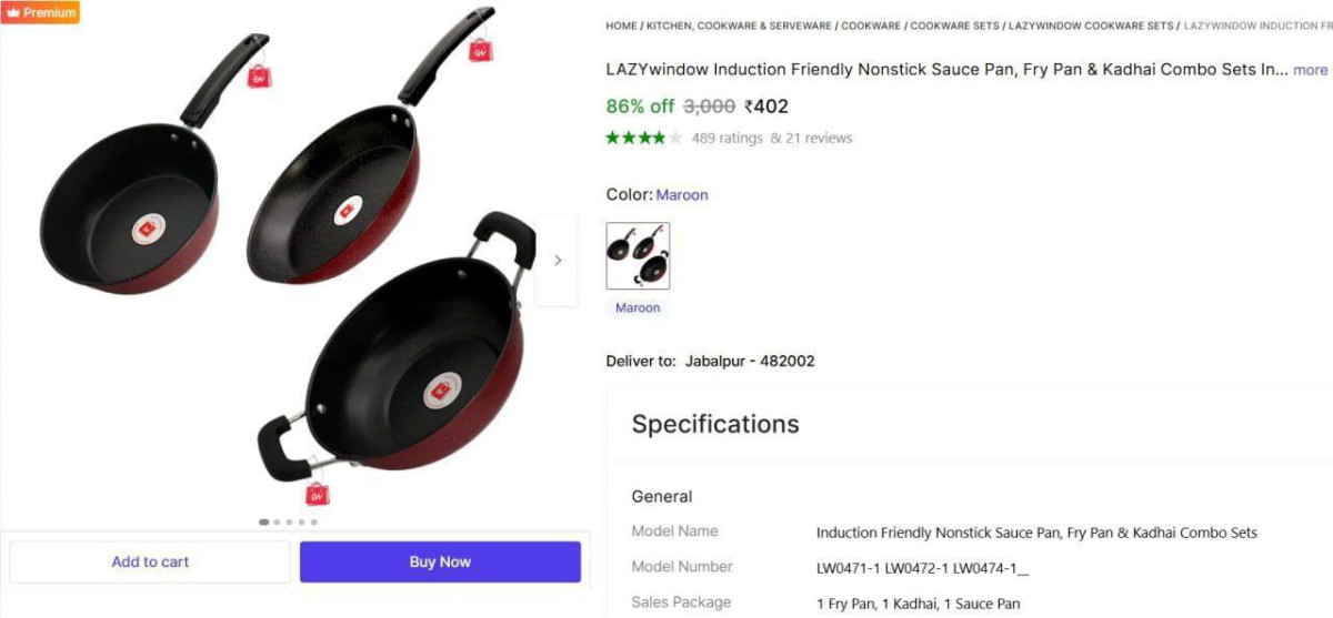 Shopsy Non Stick Cookware Set - 402good Reviews Ratings – Best Price in Ind