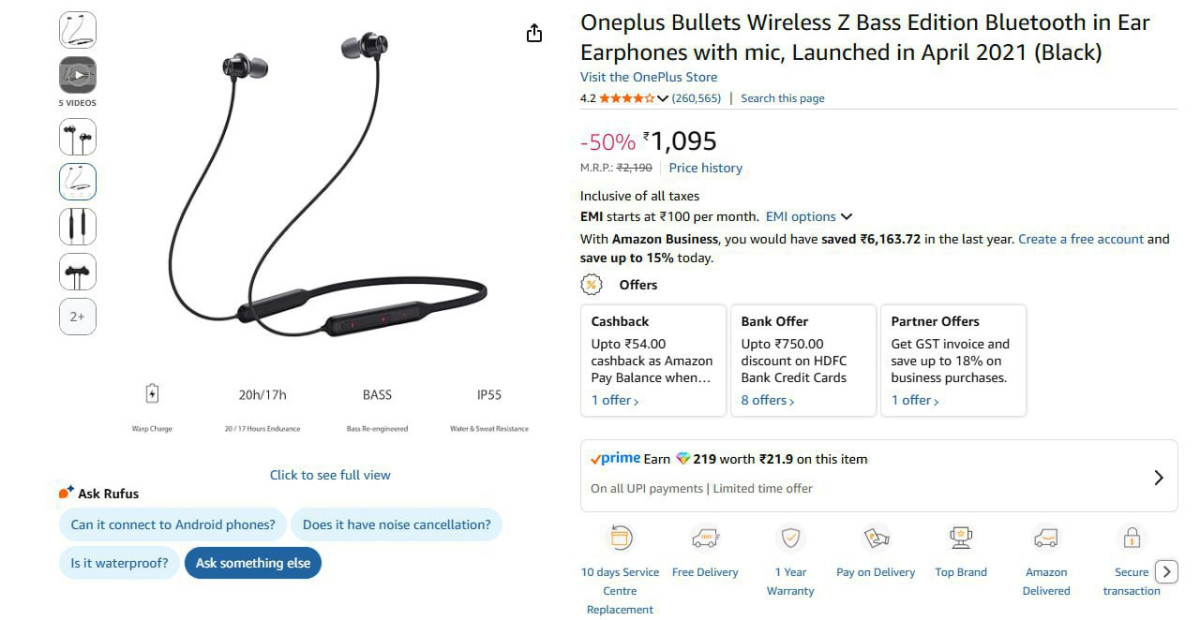 Oneplus Bullets Wireless Z Bass Edition 1095 – Best Price in India