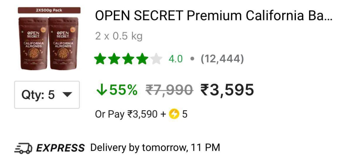 Loot Premium California Almonds 5 Kg 3 595 1 Kg 719 Buy More Save More Use 