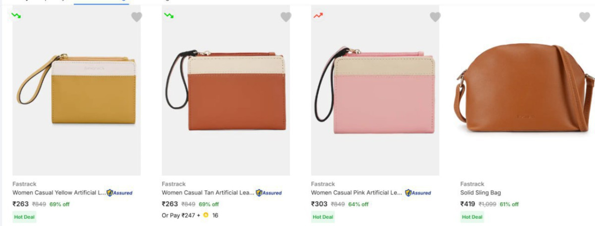 - Fastrack Womens Hansbagsstarting Rs 263 – Best Price in India