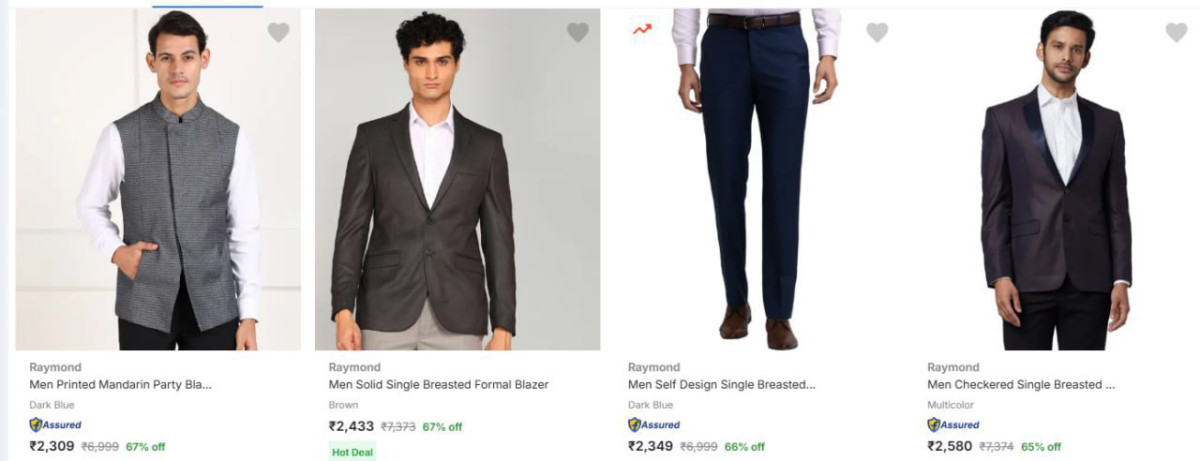 - Raymond Clothingstarting Rs 2309 – Best Price in India