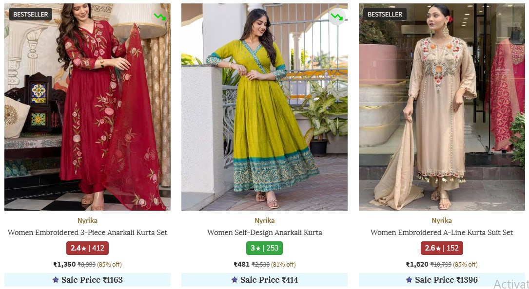 Ajio Fresh Ethnic Ready To Wear Styles By Nyrika Min 80 Link – Best Price i
