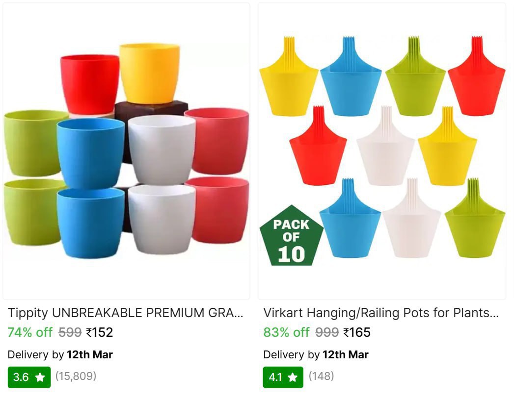 Balcony Plant Container Set (pack Of 10) 165152 – Best Price in India