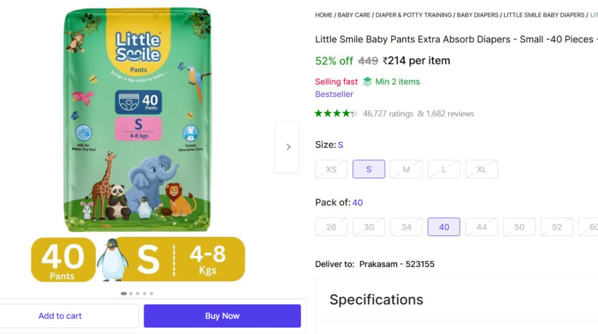 Little Smile Baby Pants Diapers S 40 Pcs 214 Check Min Buy Quantity – Best 