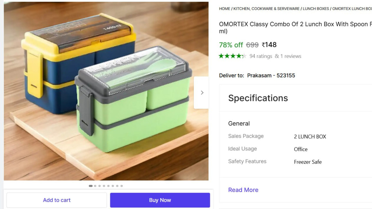 Combo Of 2 Lunch Box With Spoon 148 – Best Price in India
