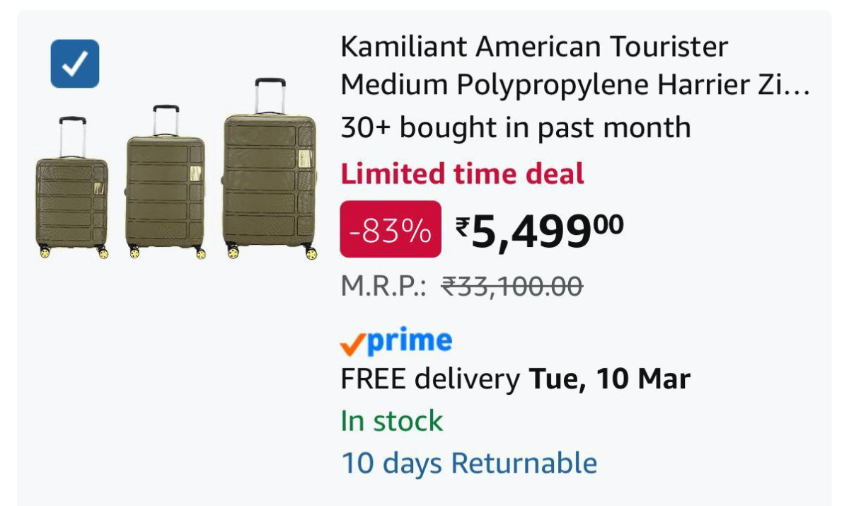Kamiliant American Tourister Medium Polypropylene Harrier Zing 3-piece Lugg