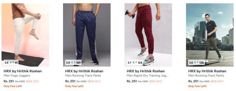 Myntra 82 On Hrx Clothing Men S Low To High Trackpants Tracksuits Women S L