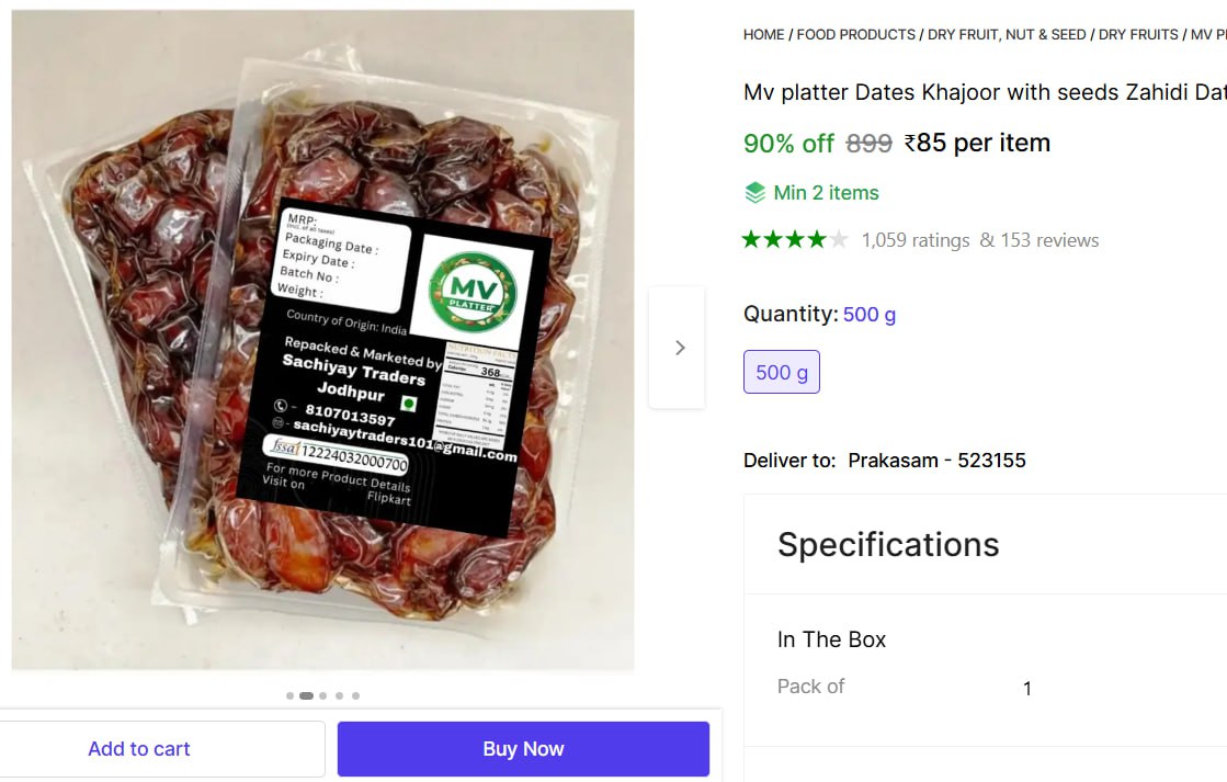Premium 500gm Dates 85 – Best Price in India