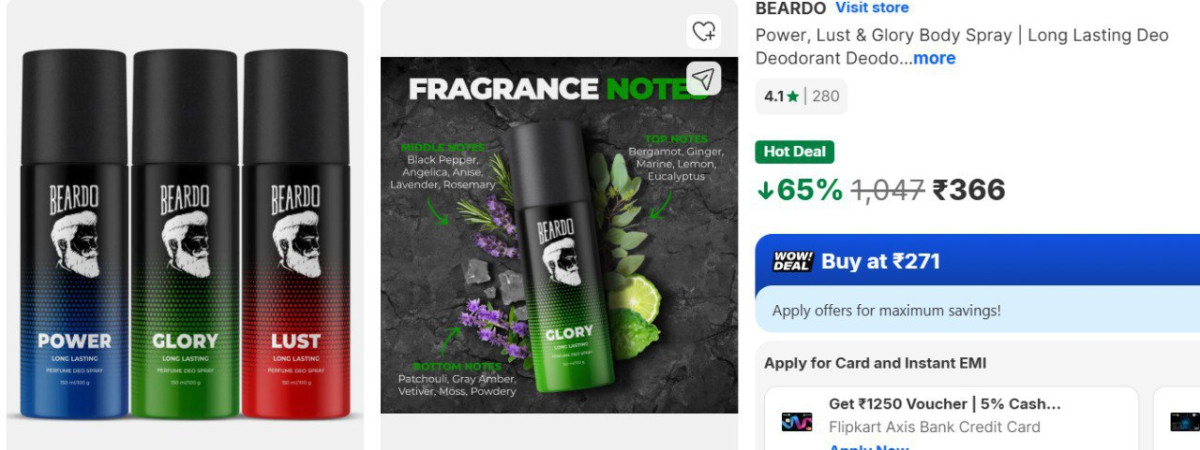 Flipkart Beardo Power Lust Glory Body Spray At 366 – Best Price in India