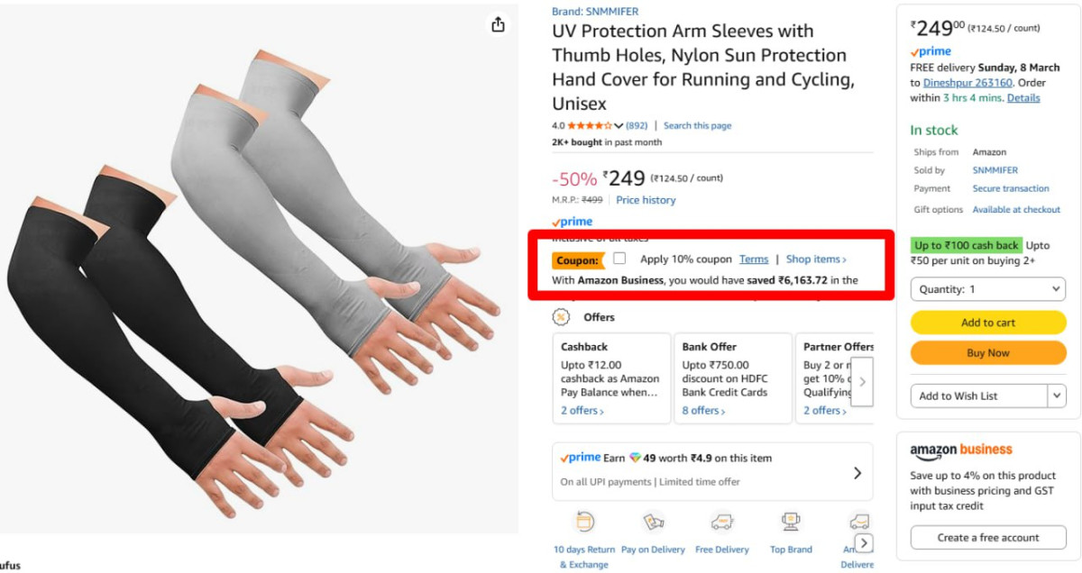 Sun Protection Arm Sleeves (pack Of 2) 224 Apply 10 Coupon – Best Price in 