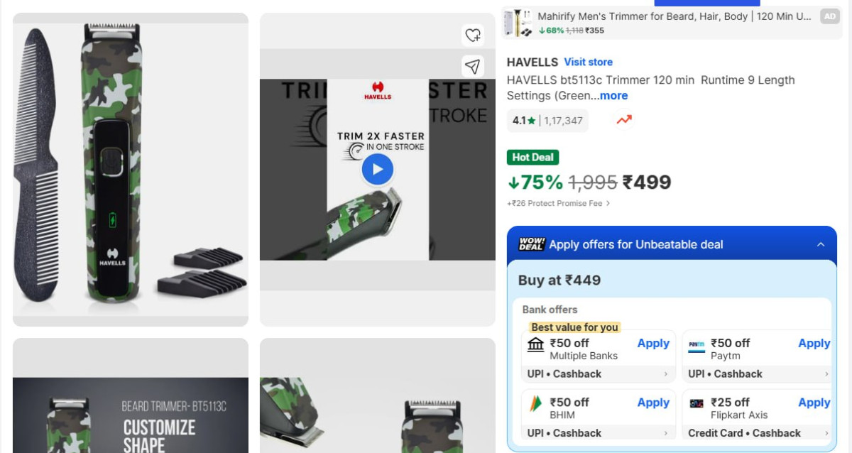 Havells Trimmer At 499 – Best Price in India