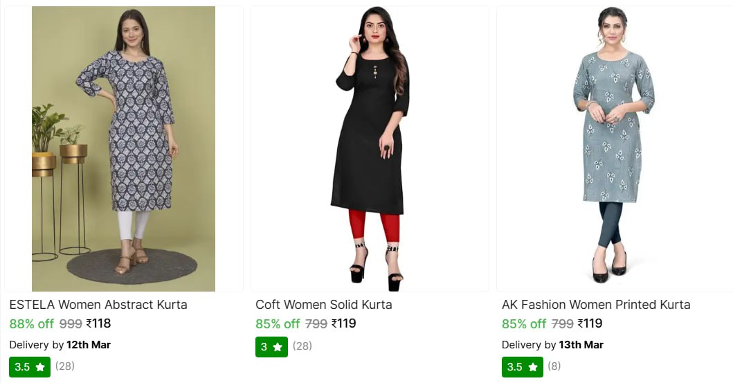 Women Kurta From 118 – Best Price in India