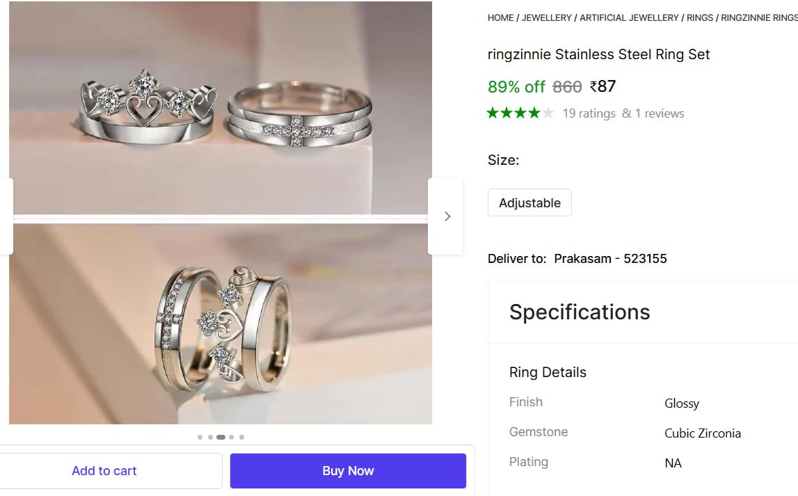 Stainless Steel Ring Set 87 – Best Price in India