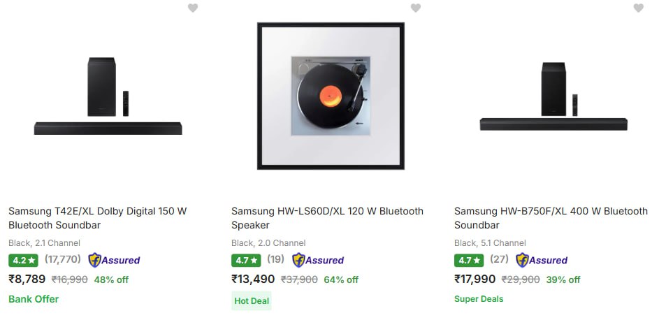 On Samsung Soundbars Speakers – Best Price in India